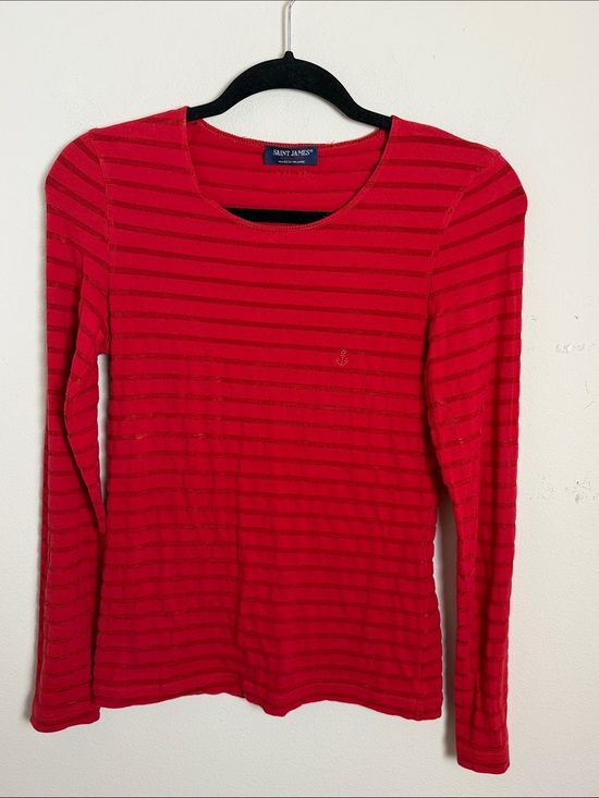 Saint James Tops - Saint James Red Long Sleeve Tee Size 6 Americana Nautical Preppy